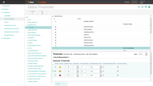 Configure global thresholds to be informed about any critical situation (example: When the disk time utilization of the physical disks is above 90% for more than 5 minutes).