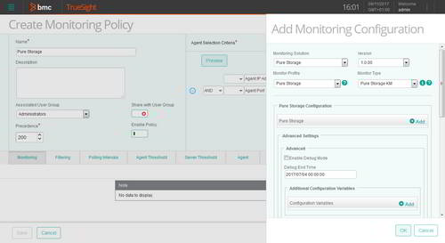 Quickly configure the monitoring any Pure Storage flash array that supports the Pure Storage REST API version 1.6 and higher.