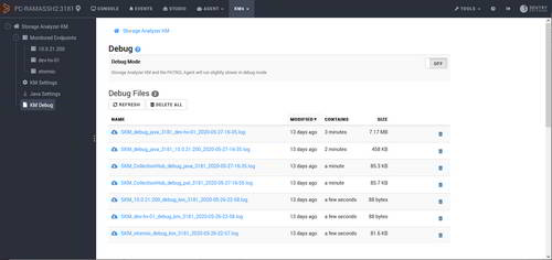 Activate the Debug mode and get instant reports of all the KM actions over a specific period